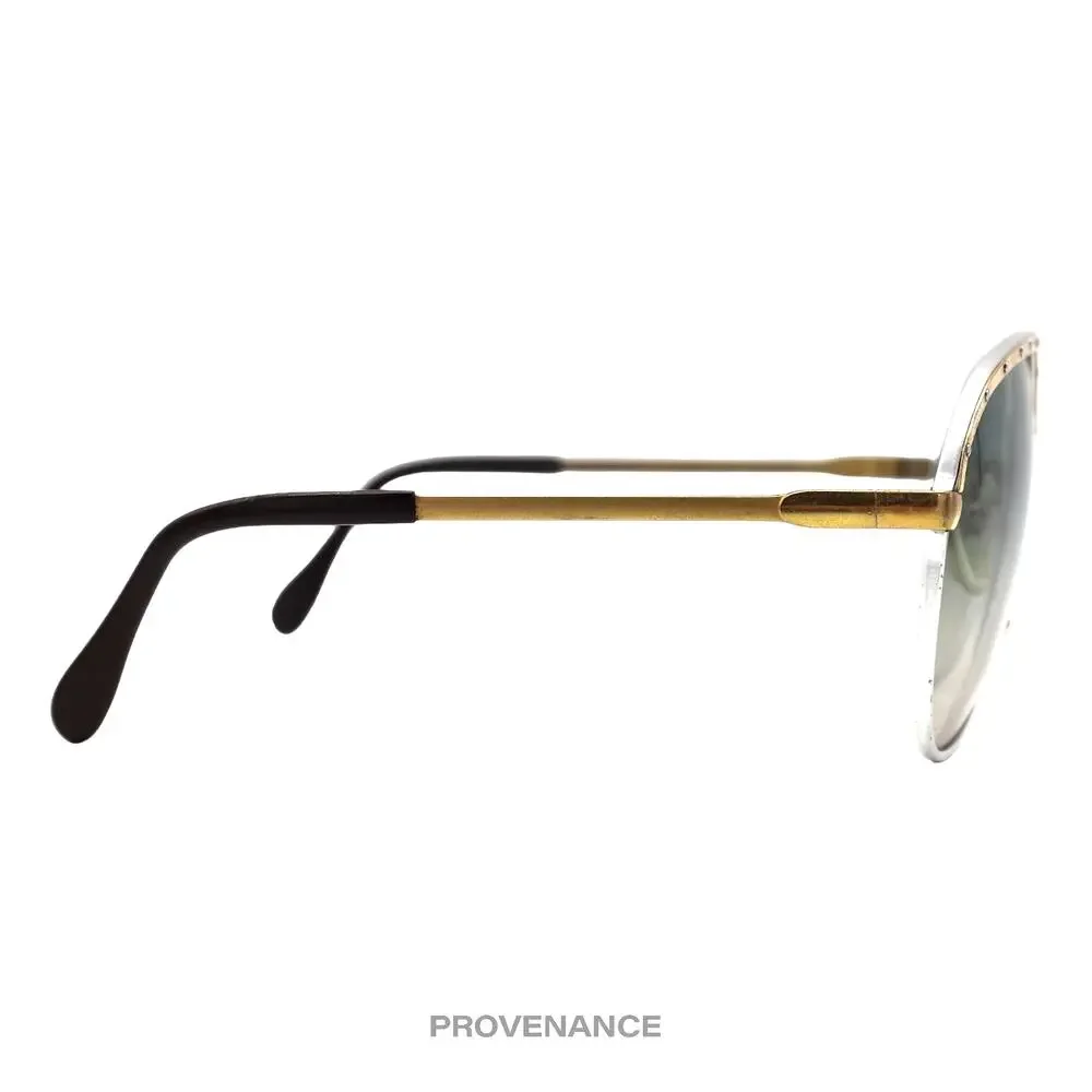 Gold Metal Aviator Sunglasses with Gradient Blue Lenses